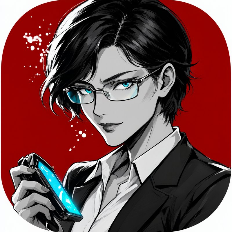 戴眼镜的职场女性,手持发光手机【ComfyUI 本地生成】