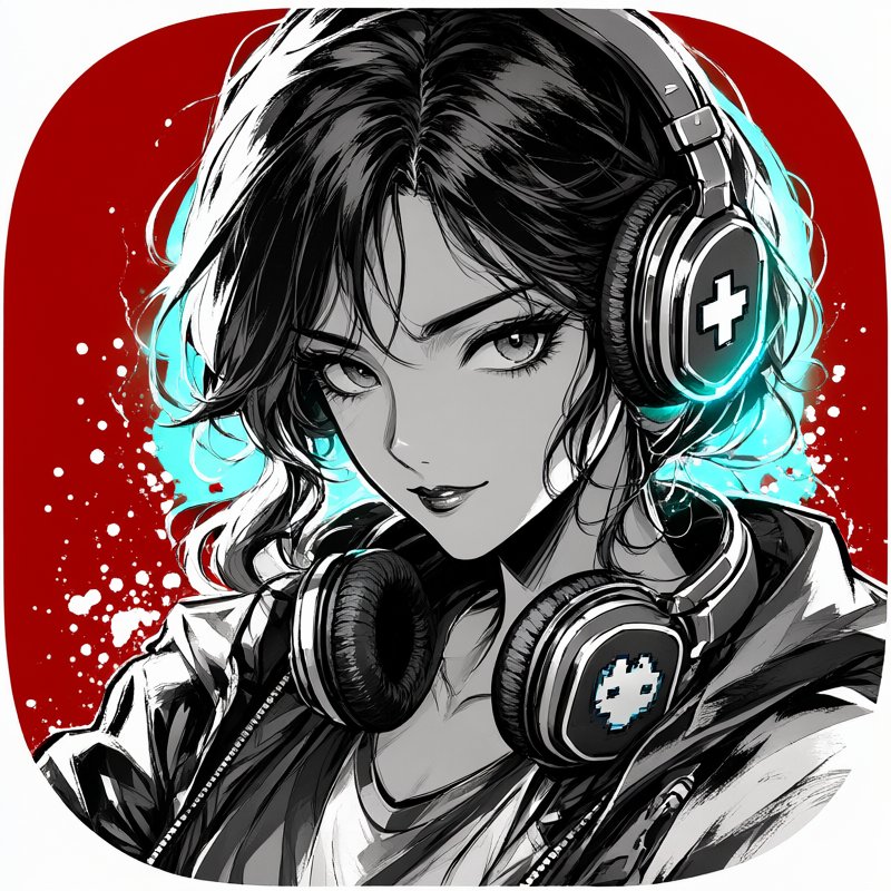 戴像素十字耳机的潮酷女生【ComfyUI 本地生成】