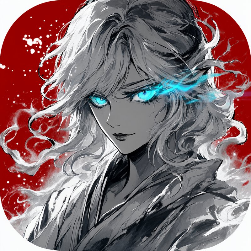 白发卷毛灵能者,双眼蓝光【ComfyUI 本地生成】