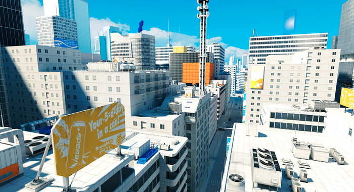 原文配图 · 屋顶连通的城市空间(度量允许“跳”的地方,玩家就会跳)